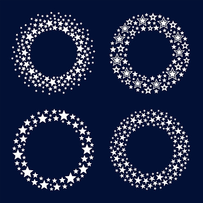 Set of vector round frames with stars