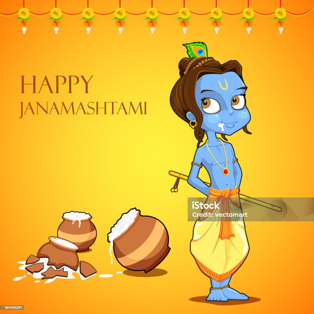 Lord Krishana dans Janmashtami - clipart vectoriel de Culture indienne d'Inde libre de droits