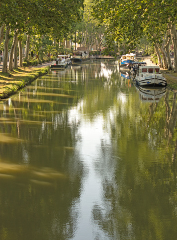 Boat in morning light, from Canal du Midi. France