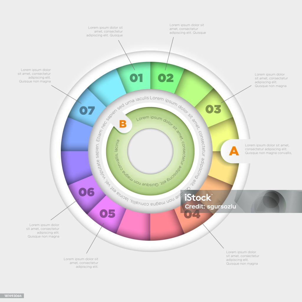 Colorido roda Infográfico - Vetor de Abstrato royalty-free
