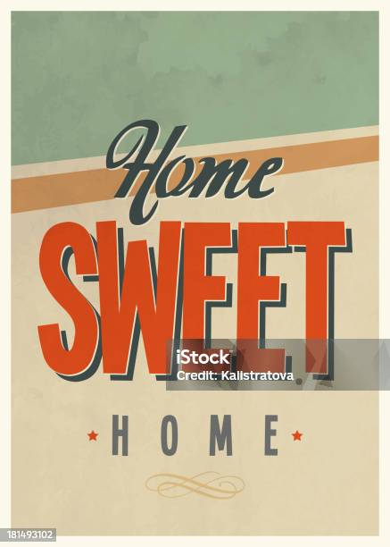 Vetores de Sweet Home Vintage Poster e mais imagens de 1940-1949 - 1940-1949, Edifício residencial, Ilustração e Pintura