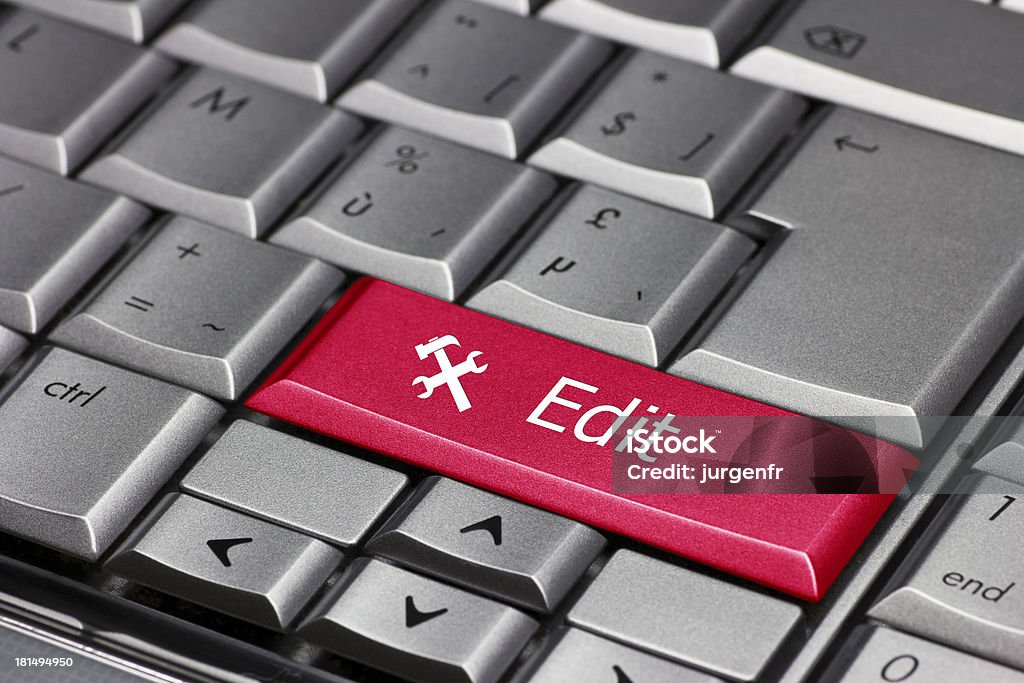 computer key - Edit with hammer and socket wrench Change Stock Photo