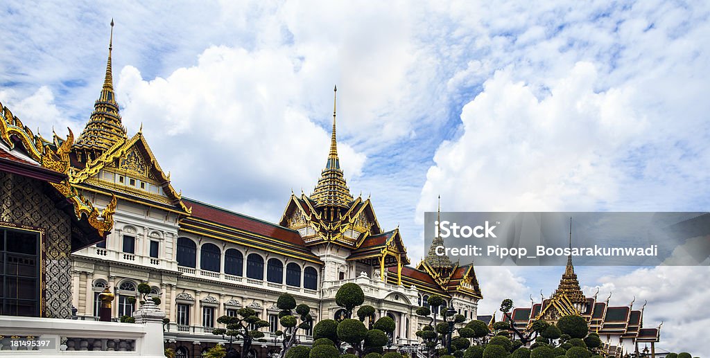 Grande Palácio (com Templo do Buda Esmeralda), Banguecoque, Tailândia. - Royalty-free Adulação Foto de stock
