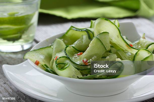 Salad Of Cucumber Sesame Seeds And Pepper Stock Photo - Download Image Now - Appetizer, Close-up, Cucumber
