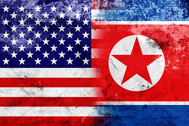 istock Grunge USA and North Korea Flag 181497525