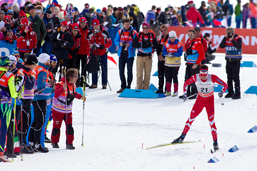 Alex Harvey (CAN) competes in the Men's World Cup Cross-Country Ski Sprint Race on March 8, 2016 at the Canmore Nordic Centre Provincial Park in Alberta, Canada. (John Gibson Photo/Gibson Pictures)