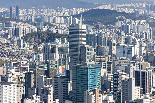 close-up of the mega city seoul in south korea.