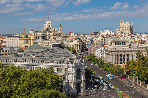 Aerial view of Madrid in a beautiful summer day, Spain