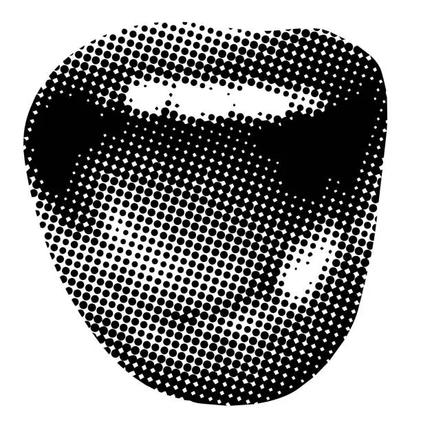 Vector illustration of Retro halftone mouth. Modern collage.