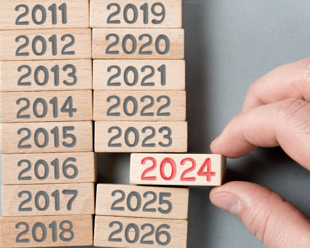 istock Wooden Blocks with New Year 2024 1815007113