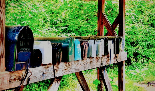 Remote row of rural mailboxes