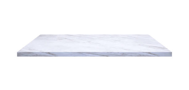 istock Empty white marble slab for shelf and counter table mockup display presentation isolated on white background with clipping path 1815010283