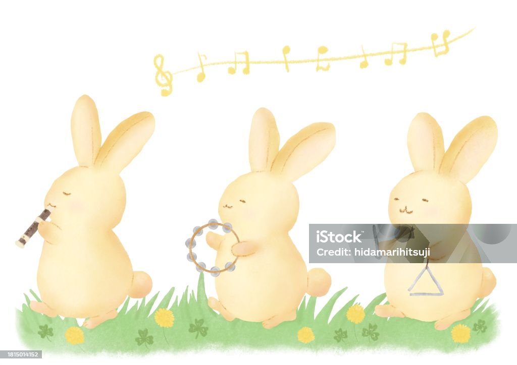 Cartoon Marching Rabbit The Marching Band Of Three Rabbits Stock Illustration - Download Image ...