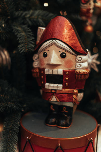 Vintage miniature Christmas Soldier Nutcracker figurine. Christmas handmade souvenir.