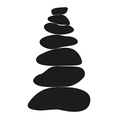 Tower of zen stones, pyramid stones silhouette, balance concept - stock vector