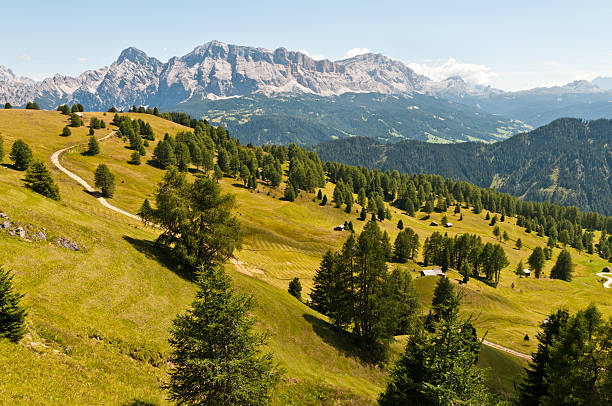 istock Alpine landscape with mountain huts and hiking path 181506171