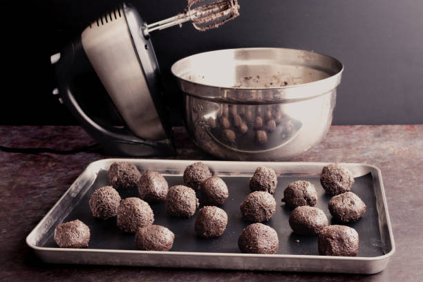 istock Uncoated Cookies and Cream Truffles on a Sheet Pan 1815063444