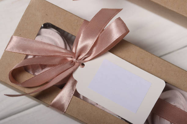 istock Box with homemade marshmallows. Marshmallow flowers 1815065598