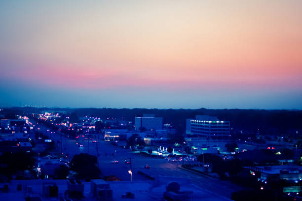 Aerial view of downtown Halifax at night.