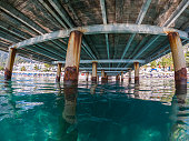 View under a pier/jetty of the waves