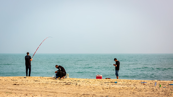 Ras Tanura beach in Jubail, Saudi Arabia, is a popular destination for fishing enthusiast. Many Locals and Visitors enjoy fishing at Ras Tanura beach as a way to relax.