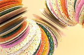 Multi colored twisted circle shapes, abstract background