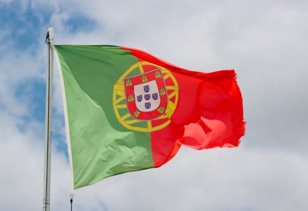 istock Portuguese flag blowing in the wind 1815109267