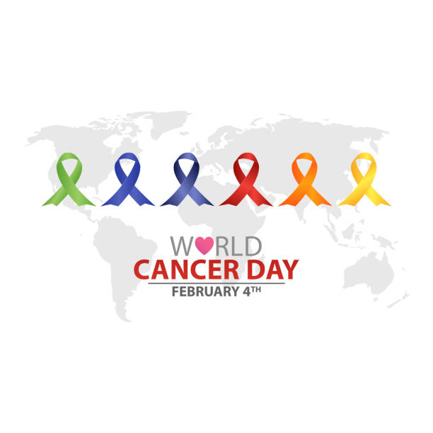 world cancer day, Creative greeting card, ribbon banner, template. - ilustração de arte vetorial