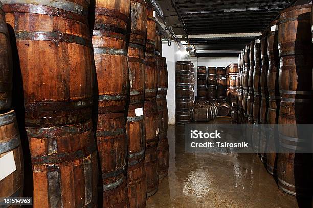 Wooden Barrels In The Cellar Stock Photo - Download Image Now - Barrel, Basement, Cellar