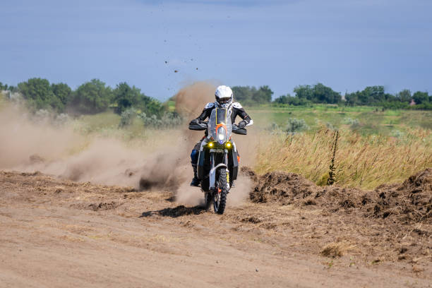 istock Extreme Motocross track. Riding on dust track 1815157544