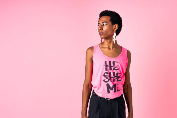 istock Fashionable fluid gender man posing in studio 1815166584