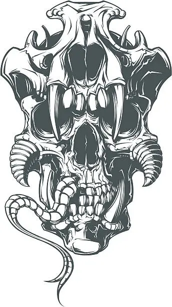 Vector illustration of demon skull