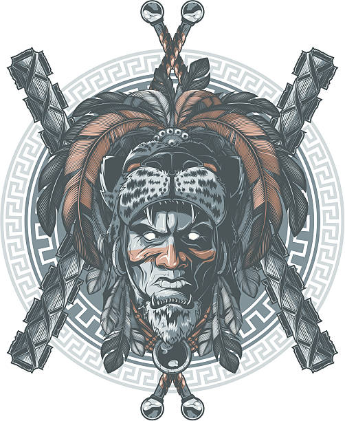 ilustraciones, imágenes clip art, dibujos animados e iconos de stock de jaguar guerrero - guerrero azteca