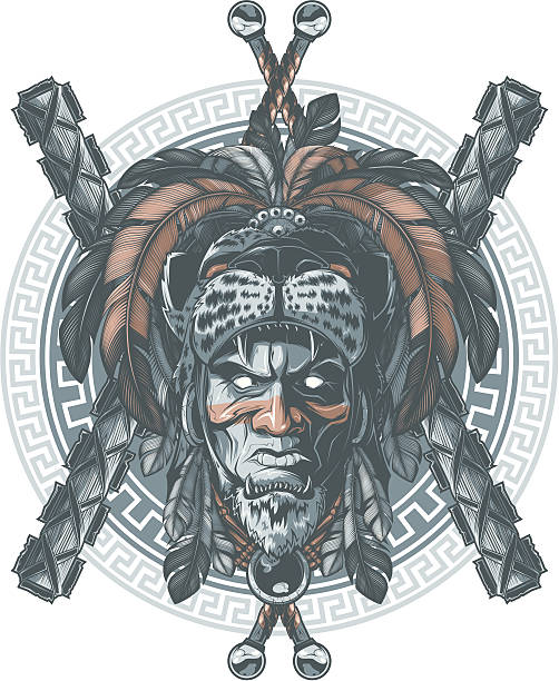 Jaguar warrior Jaguar warrior aztec-jaguar stock illustrations