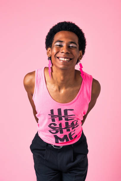 istock Fashionable fluid gender man posing in studio 1815169301