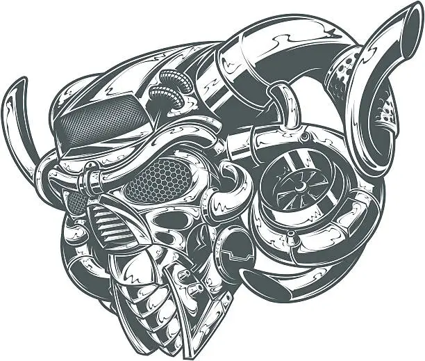 Vector illustration of metal turbo demon