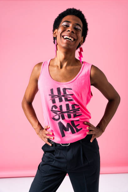 istock Fashionable fluid gender man posing in studio 1815175121