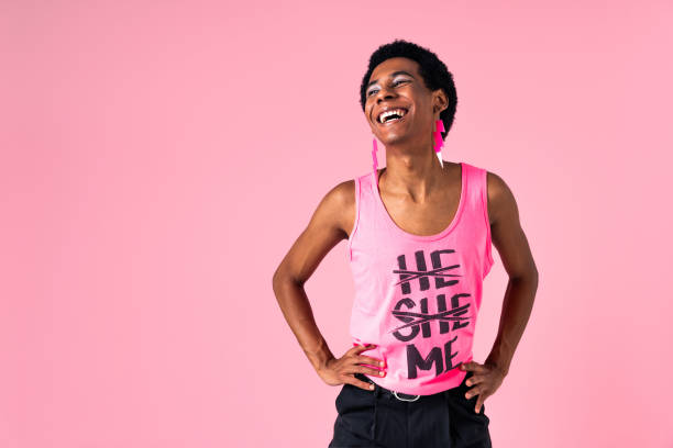 istock Fashionable fluid gender man posing in studio 1815177775