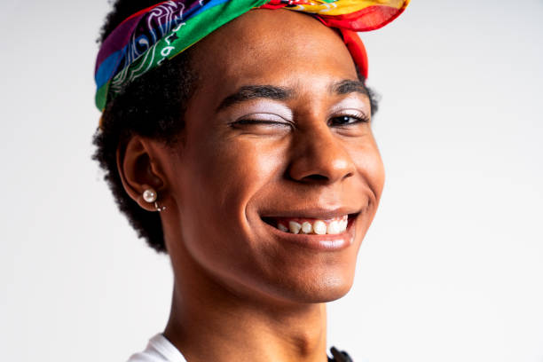 istock Fashionable fluid gender man posing in studio 1815191320