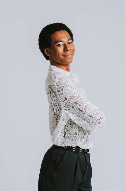 istock Fashionable fluid gender man posing in studio 1815192097