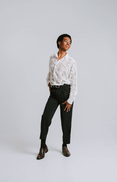 istock Fashionable fluid gender man posing in studio 1815202776