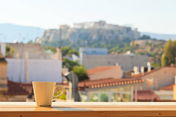 istock tea cup with the view of Acropolis 181520900