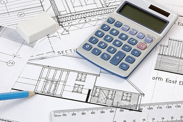 istock Calculater,pencil and ruler on Plans 181521031