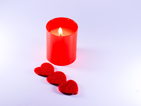 Burning candles and hearts