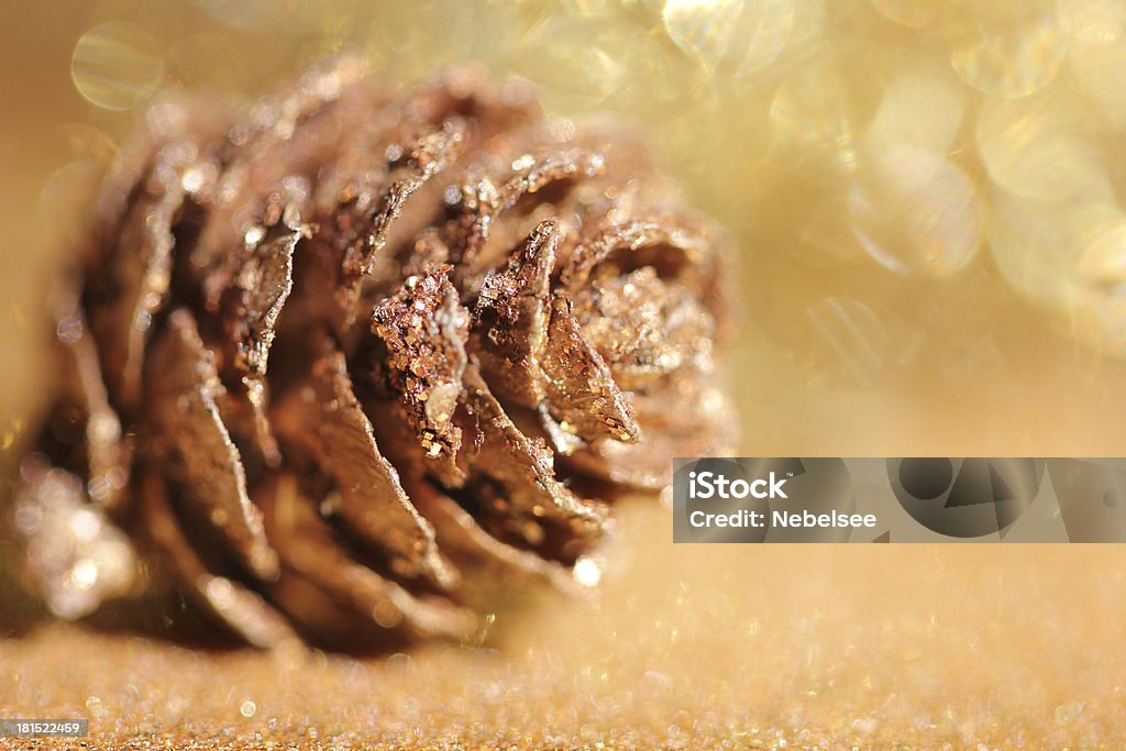 Fond doré de Noël Pomme de pin - Photo de Hiver libre de droits