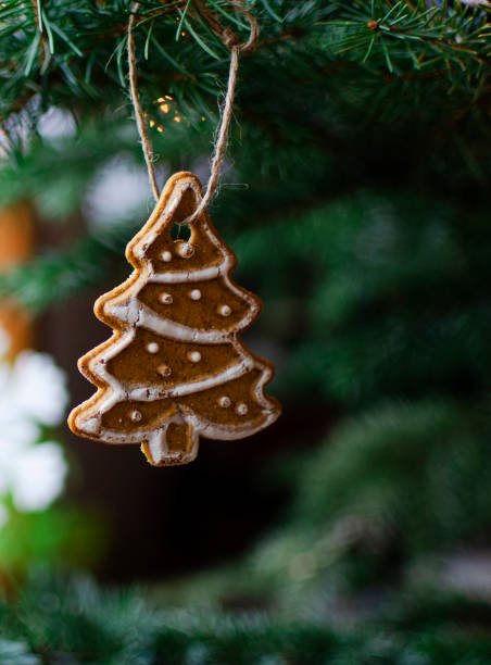 istock Baked gingerbread cake hanging on christmas tree. Christmas decoration. 1815238138