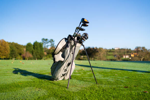 istock Golf sticks in a bag in a majestic golf court 1815274178