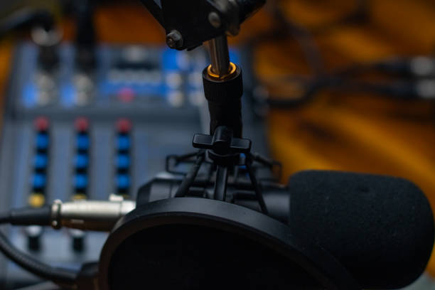 istock Podcast mic and equipment copy space background image 1815279257