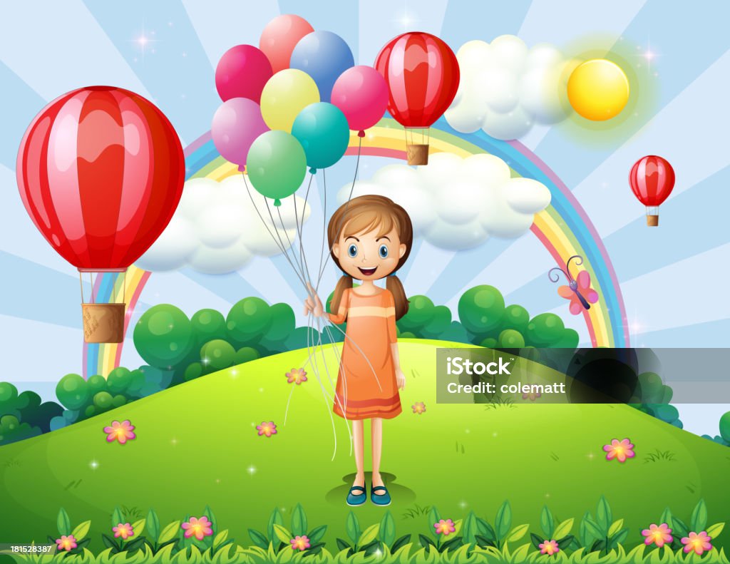 Fille tenant des ballons - clipart vectoriel de Adolescent libre de droits