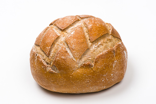 Close-up image of freshly baked bread  isolated on white background